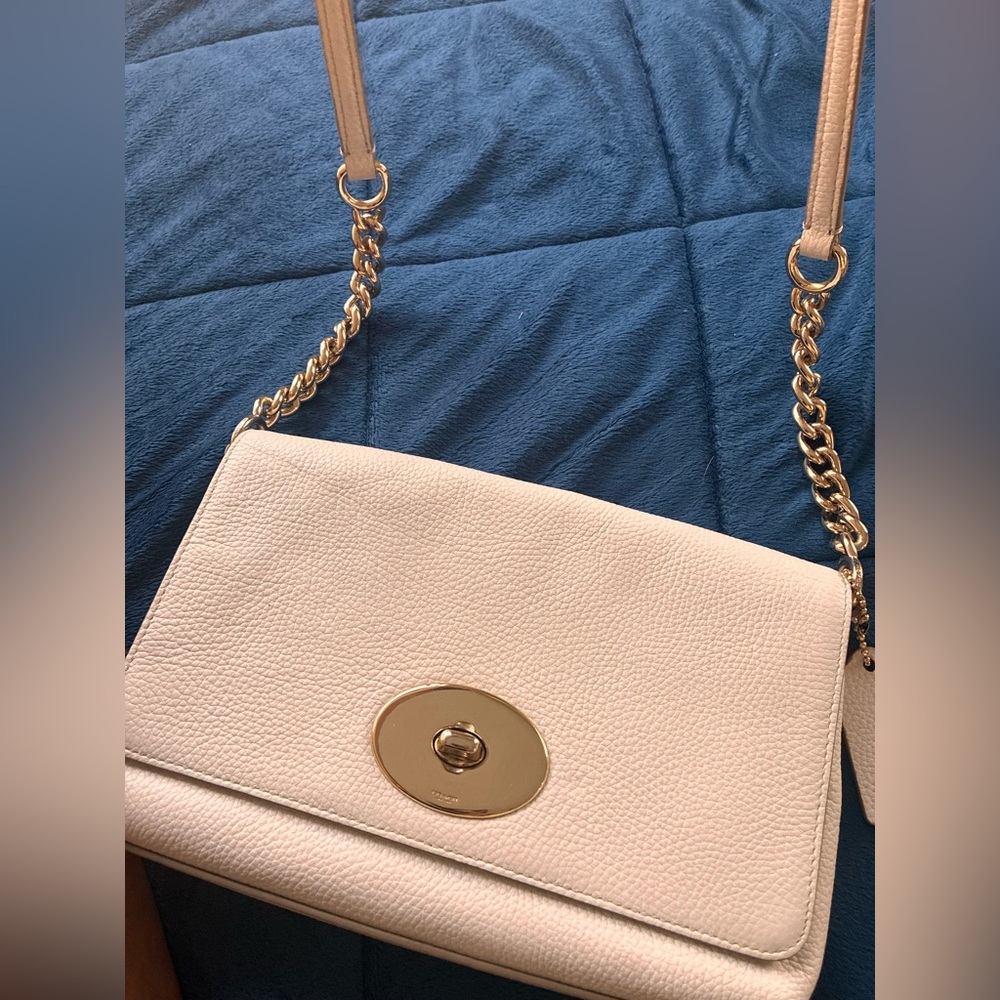 White leather Coach crossbody